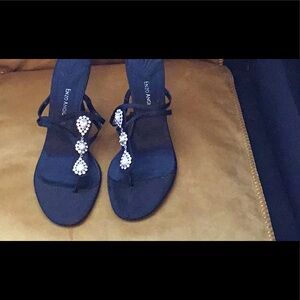 Black satin evening sandals